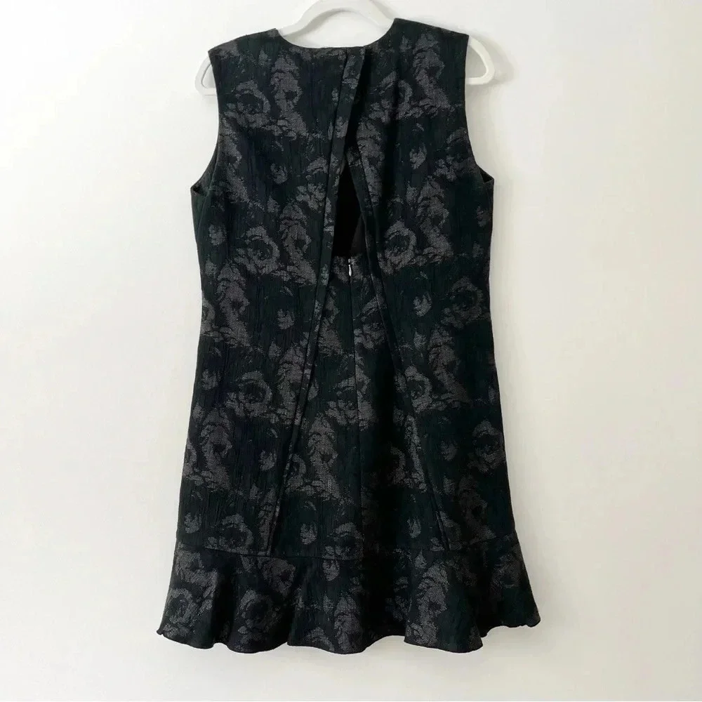 Rebecca Taylor Black Floral Jacquard Dress Size 6 Black Tie Chic Party - Picture 7 of 7